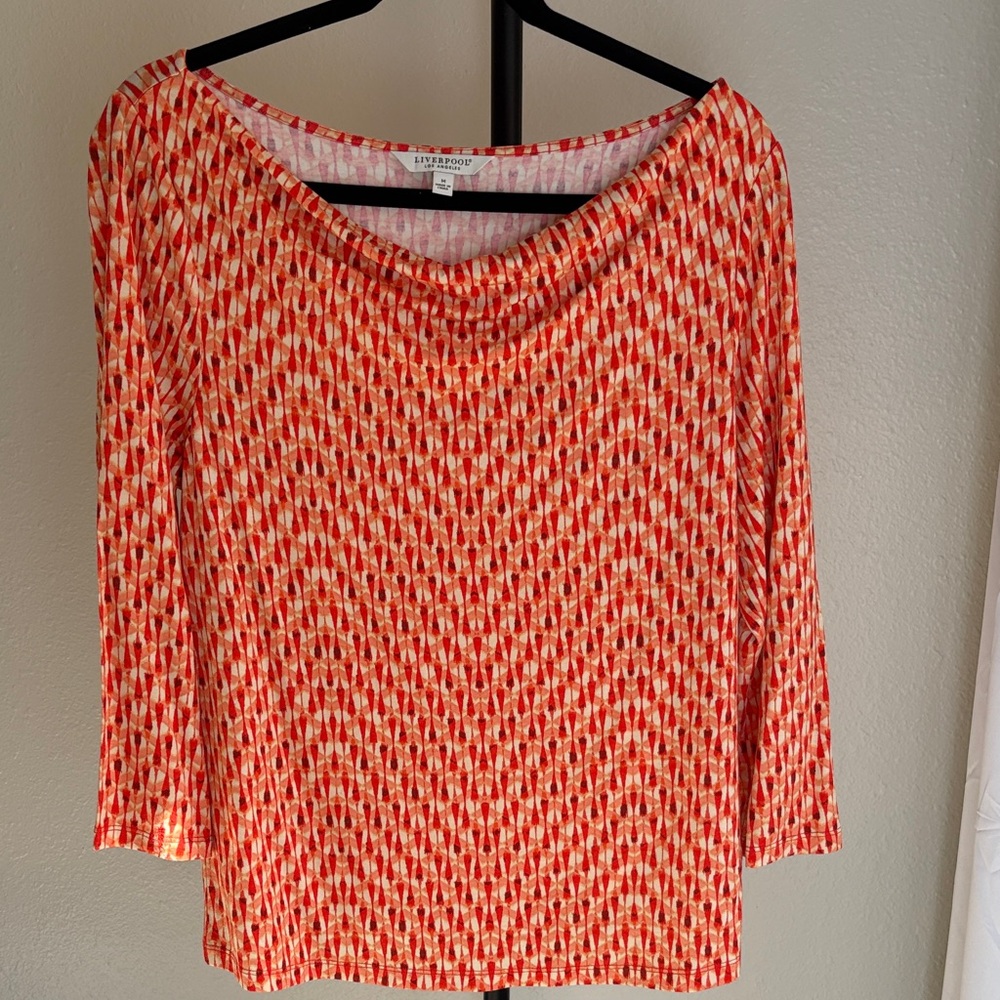 Liverpool Red and White Patterned Blouse